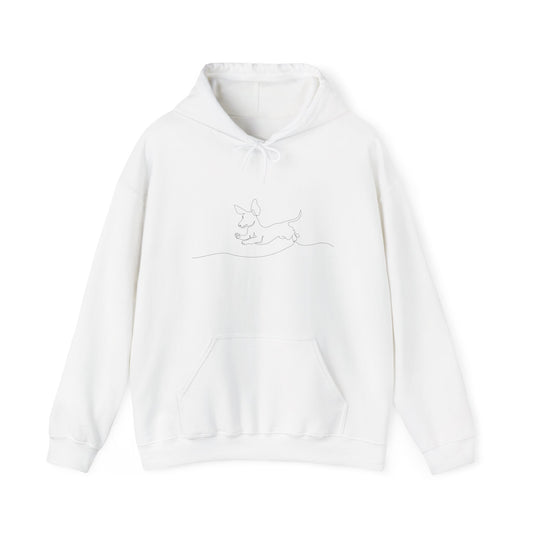 WEINER DOG DRAWING Unisex Hooded Sweatshirt, Warm Pullover, Casual Gift, Everyday Wear, Chill Vibes, Perfect for All Seasons