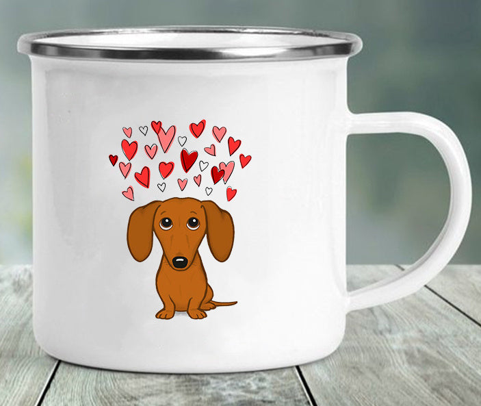Various Dachshund Enameled Mugs