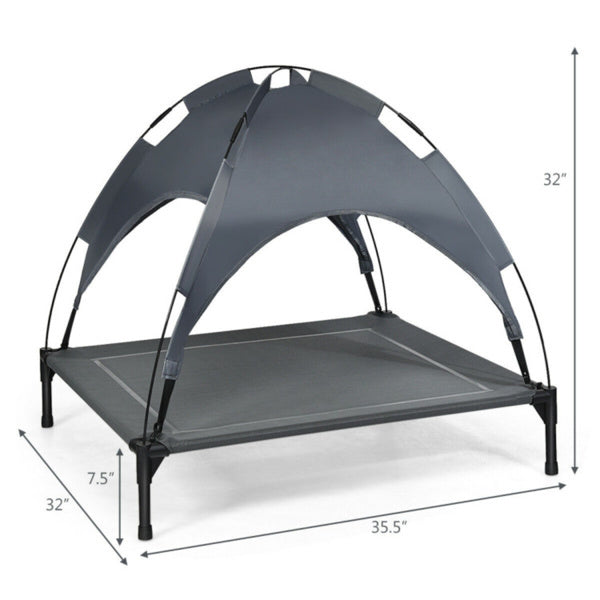 35.5inch X 32 Inch Raised Dog Bed With UV Resistant Canopy- Up to 66 lbs