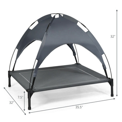35.5inch X 32 Inch Raised Dog Bed With UV Resistant Canopy- Up to 66 lbs