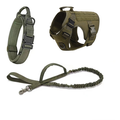 Three-piece Set- Tactical Pet Gear, Harness, Collar, & Leash (S-XL)