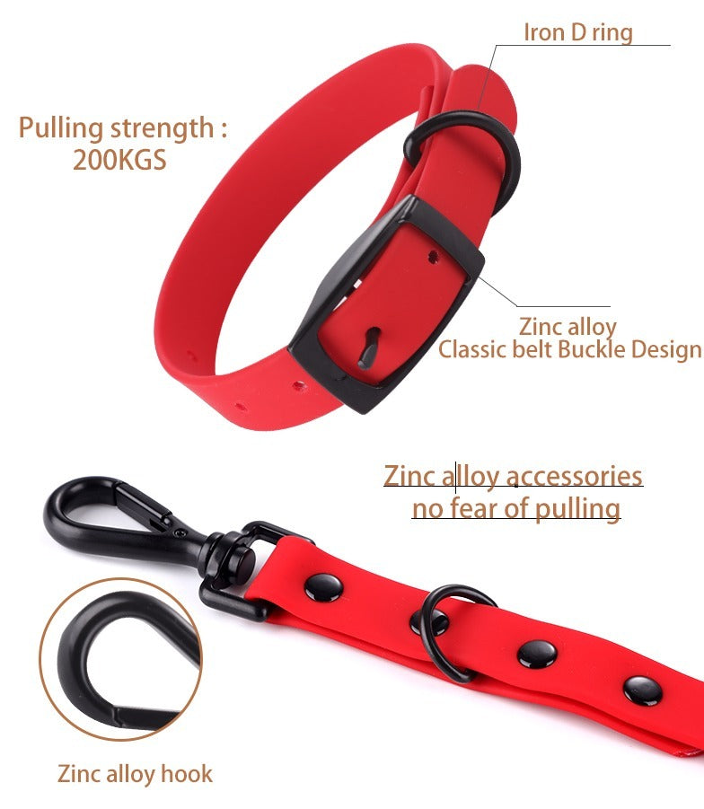 Silicone Pet Collar And Leash Set, Waterproof And Easy To Clean (S-L)