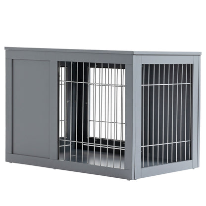 Dog Kennel Furniture- Metal Indoor Pet Cage Cage, Double Door End Table, Small/ Medium Dog House
