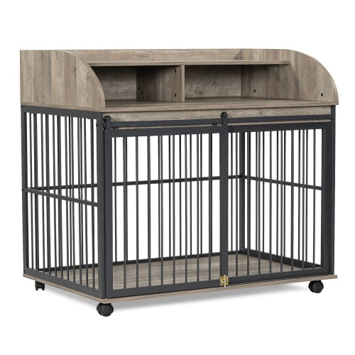 Wooden Desk Kennel on Wheels- For Large/Medium Dogs