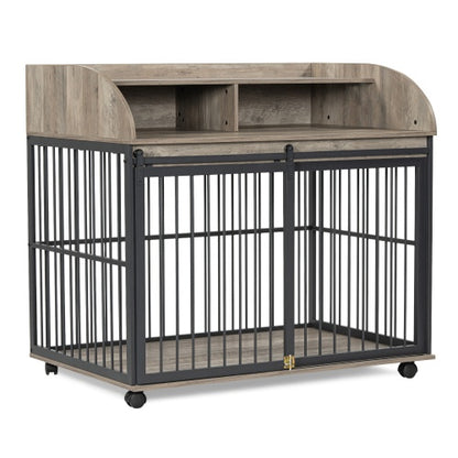 Wooden Desk Kennel on Wheels- For Large/Medium Dogs
