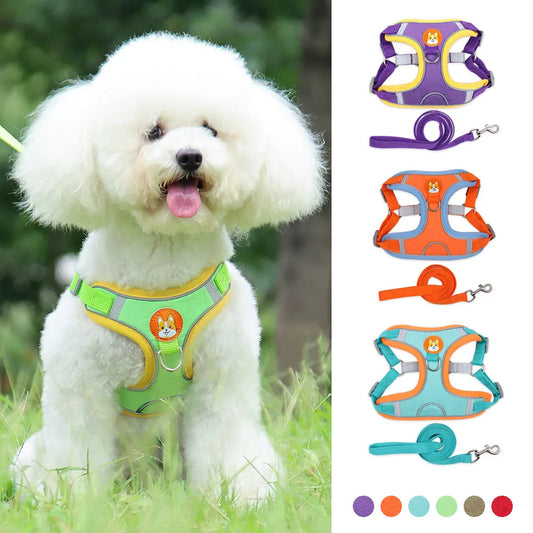 Dog Reflective Harness and Leash Set