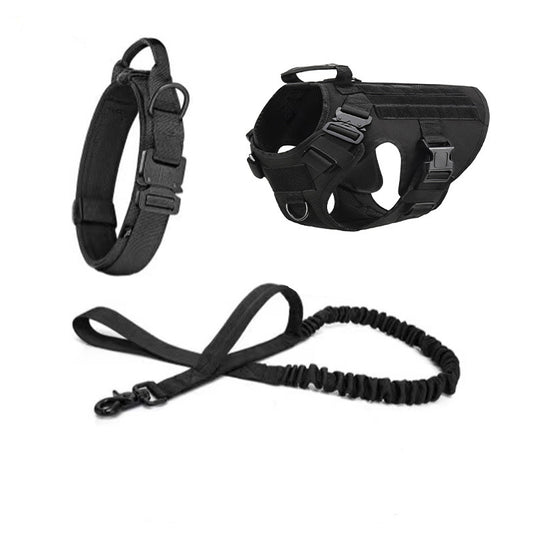 Three-piece Set- Tactical Pet Gear, Harness, Collar, & Leash (S-XL)
