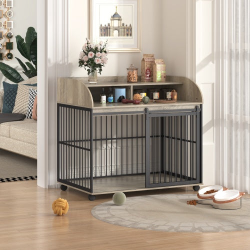 Wooden Desk Kennel on Wheels- For Large/Medium Dogs