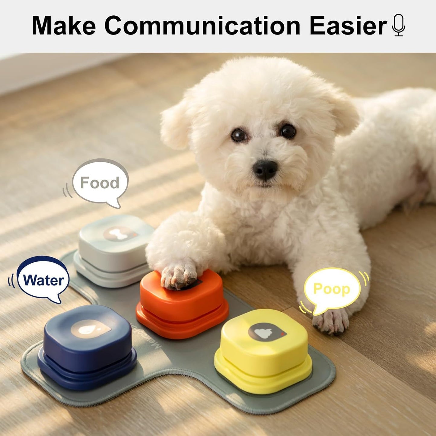 TRAIN YOUR DOG TO SPEAK Dog Talking Buttons Set - 3 Recordable Communication Buttons With