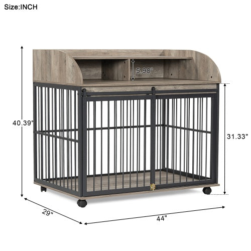 Wooden Desk Kennel on Wheels- For Large/Medium Dogs