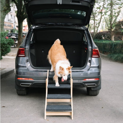 Foldable, Wooden 4-storey Pet Stairs/Ramp- Up to 110 Pounds