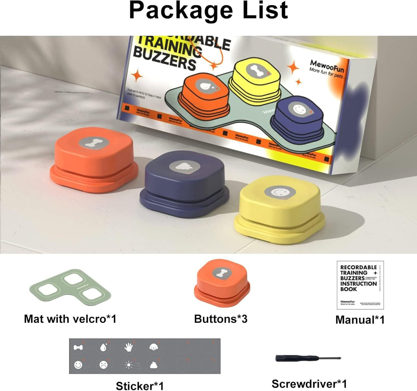 TRAIN YOUR DOG TO SPEAK Dog Talking Buttons Set - 3 Recordable Communication Buttons With