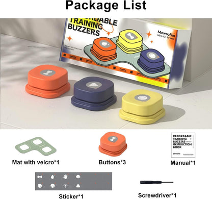 TRAIN YOUR DOG TO SPEAK Dog Talking Buttons Set - 3 Recordable Communication Buttons With