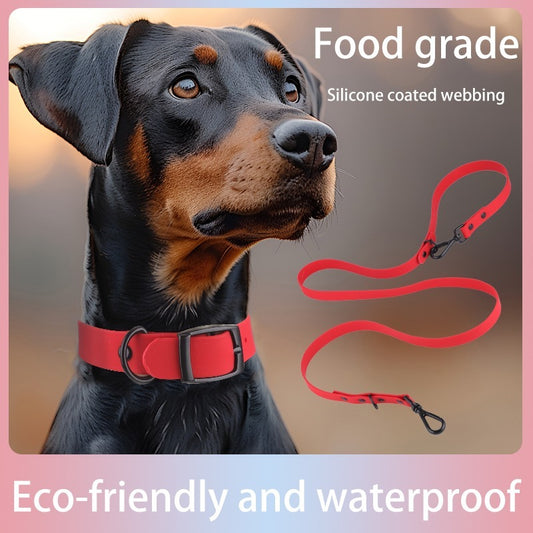 Silicone Pet Collar And Leash Set, Waterproof And Easy To Clean (S-L)
