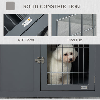 Dog Kennel Furniture- Metal Indoor Pet Cage Cage, Double Door End Table, Small/ Medium Dog House
