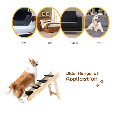 Foldable, Wooden 4-storey Pet Stairs/Ramp- Up to 110 Pounds