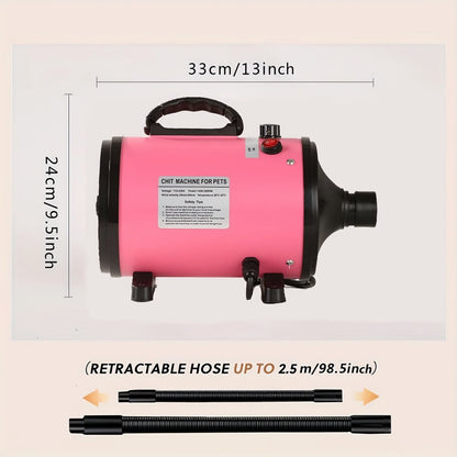 Professional-Grade Pet Grooming Blow Dryer With Adjustable Speed & Temperature, Corded Electric (Pink/Blue)