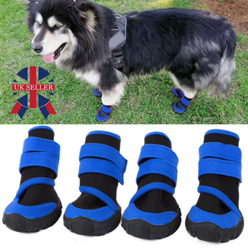 4x Blue Anti-Slip, Waterproof Pet Boots Dog (XXS-L)