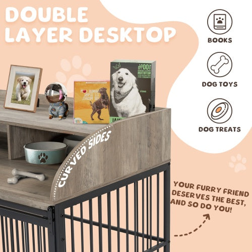 Wooden Desk Kennel on Wheels- For Large/Medium Dogs
